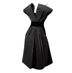 Vintage Suzy Perette 1950's Black Velvet + Silk Cocktail Dress