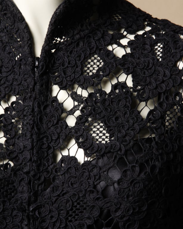 Chanel Black Silk Dress + Lace Jacket Set 4