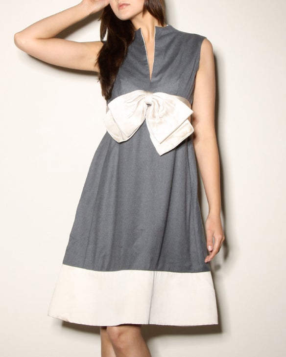 Elinor Simmons for Malcolm Starr Wool + Satin Bow Dress 3