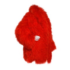 Vintage Shaggy Red Dyed Tibetan/ Mongolian Lamb Fur Coat Jacket