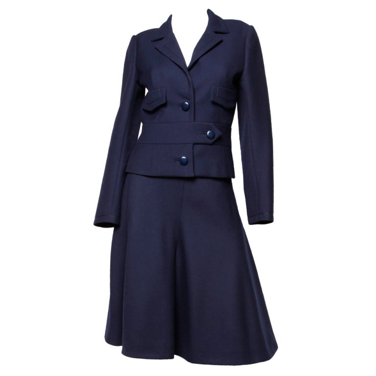 Jean Patou Vintage 1960's Wool 2-Piece Suit / Jacket + Skirt