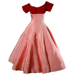 Vintage 1950's Two Tone Silk + Velvet Party Dress