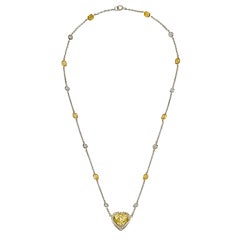 Beautiful Heart Shape Fancy Light Yellow  Diamond Pendant