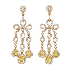 An Elegant Pair of White & Fancy Color Diamond Earrings 4