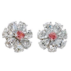 David Rosenberg 8.21 Fancy Purplish Pink Radiant Pear GIA Flower Diamond Earring