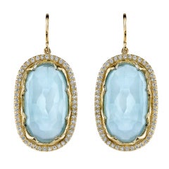 Striking Aquamarine and Diamond Earrings