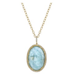 Heavenly Blue Aquamarine and Diamond Pendant