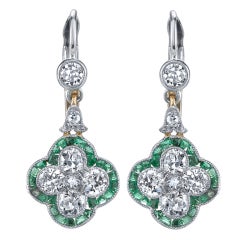  Victorian Diamond and Emerald Earrings