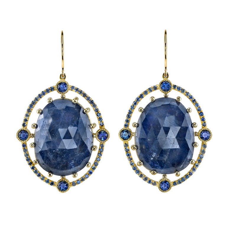 Regal Rose Cut Blue Sapphre Earring at 1stdibs