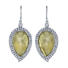 Striking Moonstone and Diamond Paisley Earrings