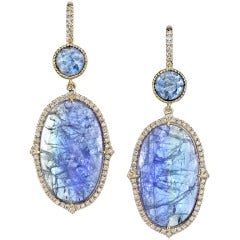 Tanzanite and sapphire drop earrings