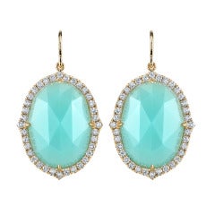 Chalcedony and diamond earrings