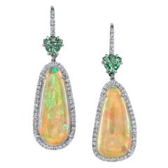 Opal Platinum Drop Earrings