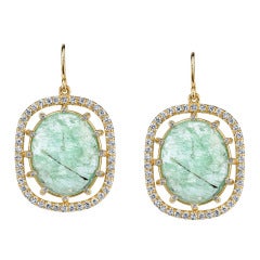 Organic Emerald Slice Earrings