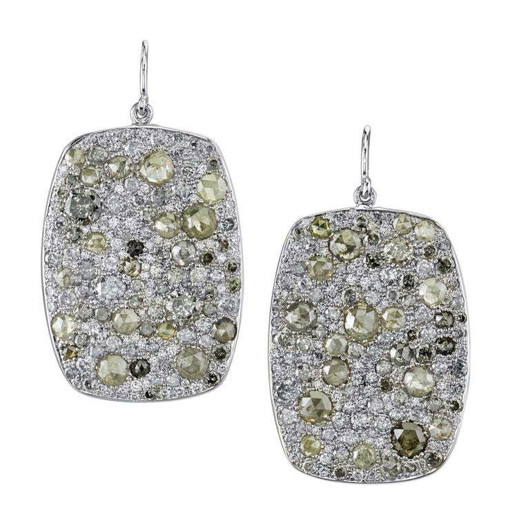 Grey and White Diamond Mele Earrings For Sale