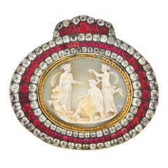Antique Cameo and Paste Clip Brooch