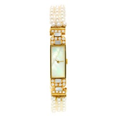 Van Cleef & Arpels Lady's Yellow Gold, Diamond and Pearl Watch