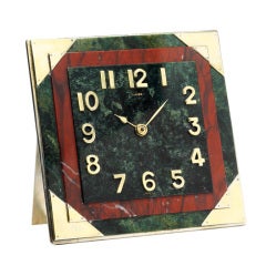 Cartier Silver, Vermeil and Hardstone Art Deco Desk Clock
