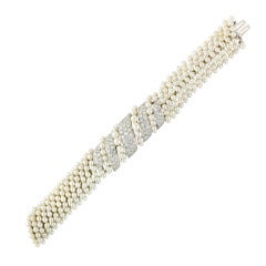 DAVID WEBB Pearl and Diamond Bracelet