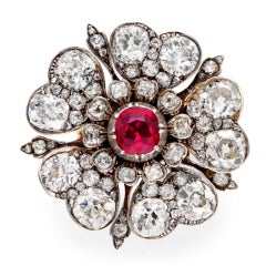 A Victorian Ruby and Diamond Tudor Rose Ring