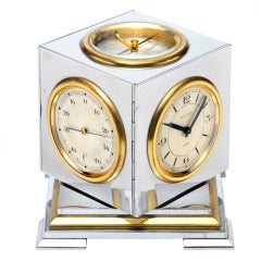 Vintage AURICOSTE Art Deco Chrome Weather Clock