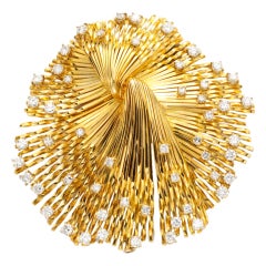 Gold and Diamond Spray Brooch