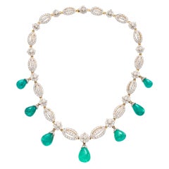T.B. STARR Antique Emerald and Diamond Necklace