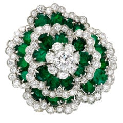VAN CLEEF & ARPELS NEW YORK Emerald and Diamond Brooch