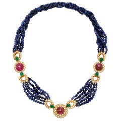 VAN CLEEF & ARPELS NEW YORK Sapphire Bead Necklace