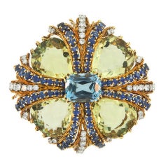 TIFFANY Gem Set Maltese Cross Brooch