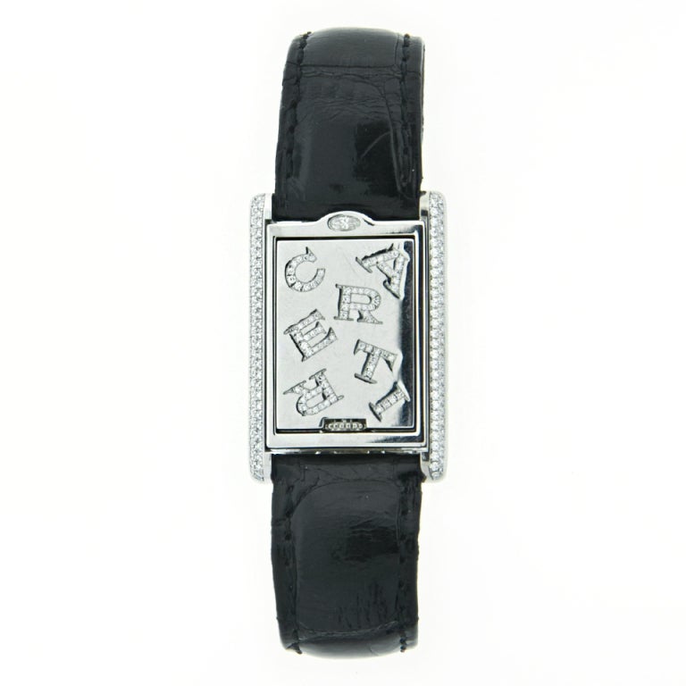 Cartier Lady's White Gold Diamond Millenium Wristwatch For Sale