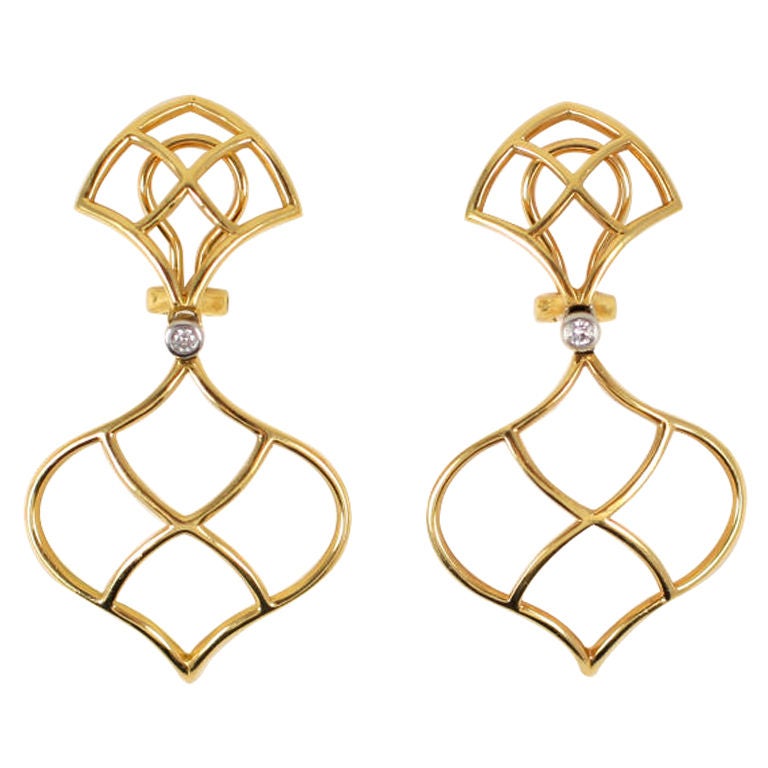 Diamond Open Woven Drop Earrings