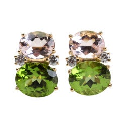 Medium GUM DROP™ Earrings with Kunzite and Peridot and Diamonds 11