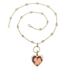 Picture Pendant Heart with Diamond Bale on White Topaz by the Yard Chain 1