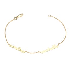 Used Yellow Gold Personalized Mini Script Name Bracelet with Two Names
