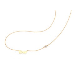 Yellow Gold Name Necklace With One Offset Crystal 1