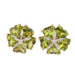 Peridot Diamond Yellow Gold Sand Dollar Earrings