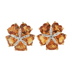 Citrin Diamant Gelbgold Sand Dollar Ohrringe