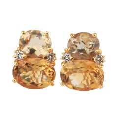 Large GUM DROPâ„¢ Earrings with Champagne Quartz and Citrine and Diamonds