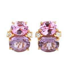 Medium GUM DROP™ Earrings with Pink Topaz and Amethyst and Diamonds