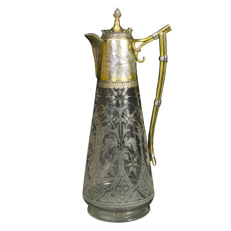 Antique English Silver Aesthetic Movement Claret Jug