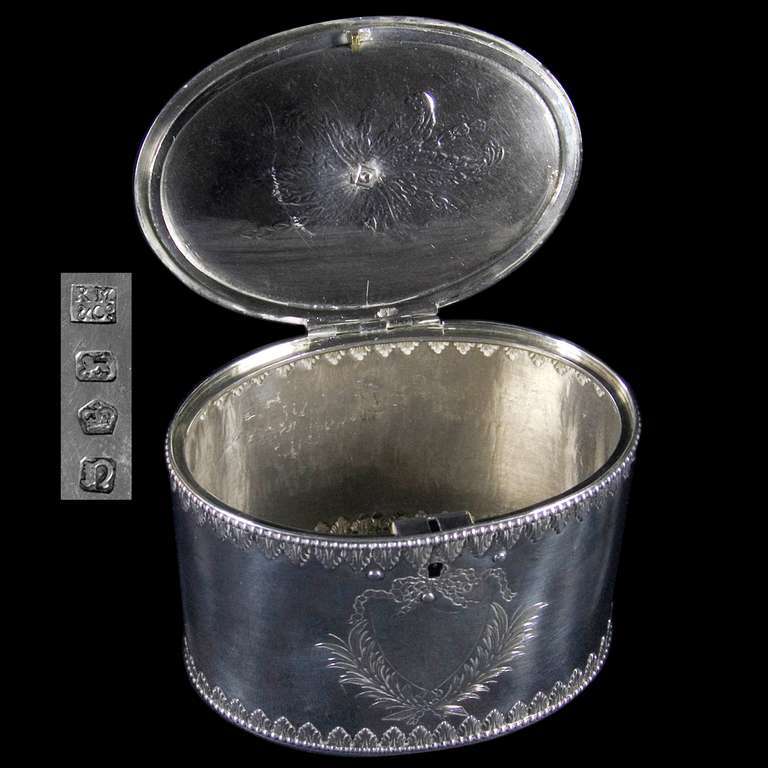 Georgian Antique Silver Tea Caddy For Sale
