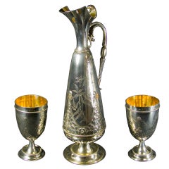 English Silver Ewer and Goblets