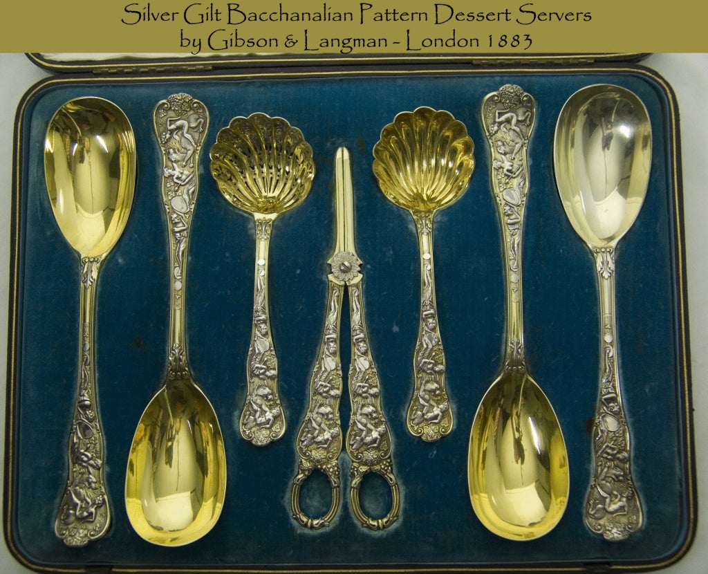 Antique Silver Gilt Dessert Servers