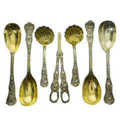 Antique Silver Gilt Dessert Servers