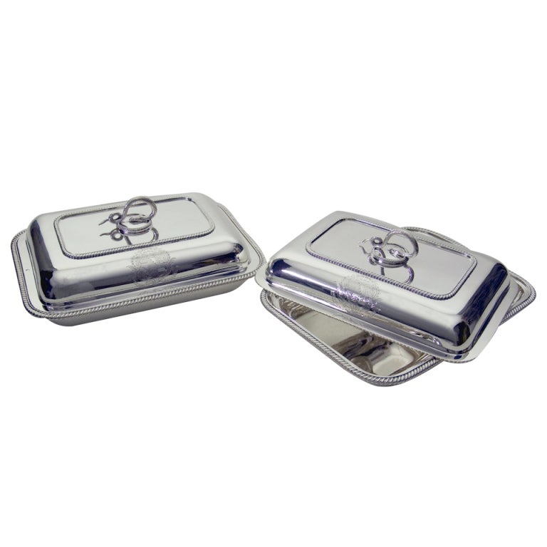 A London Pair of Antique Silver Entreé Dishes