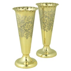 Pair Antique Silver-gilt Vases