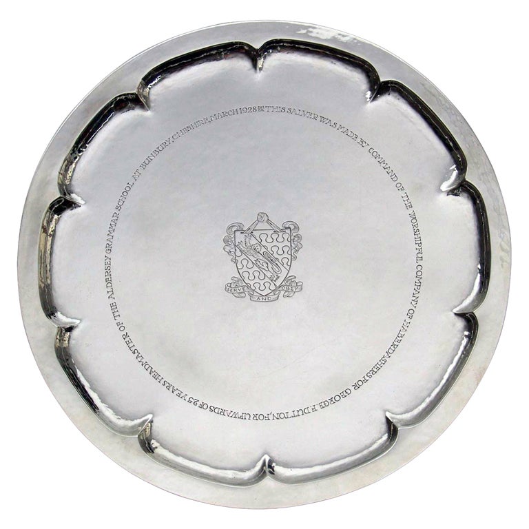 Omar Ramsden Silver Salver on ball and claw feet London 1926 For Sale