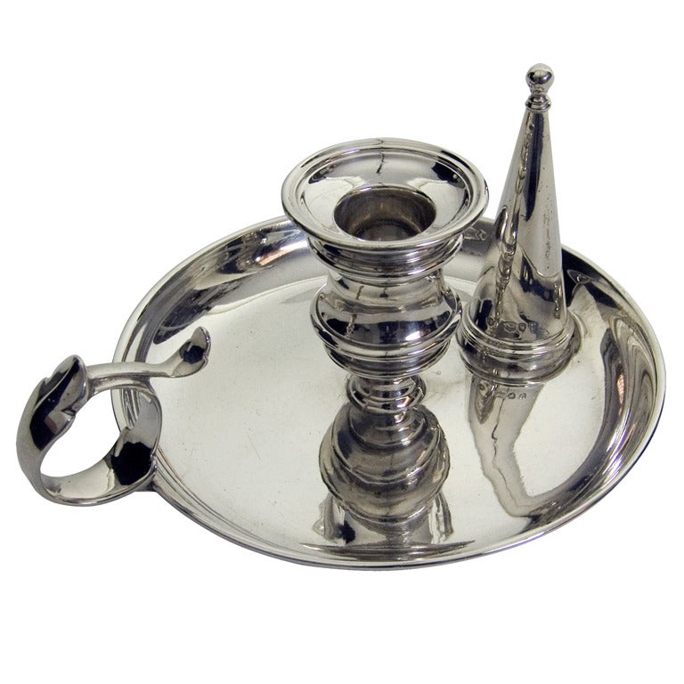 English Silver Antique Chamberstick For Sale