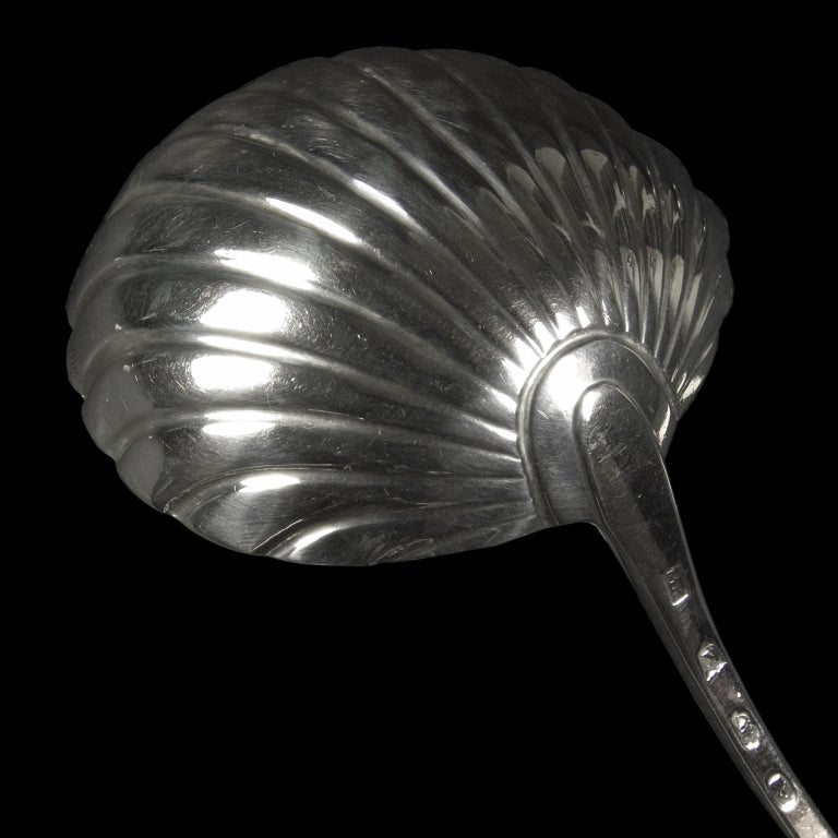 Georgian 18th Century Irish George III Sterling Silver Soup Ladle Michael Keating Dublin